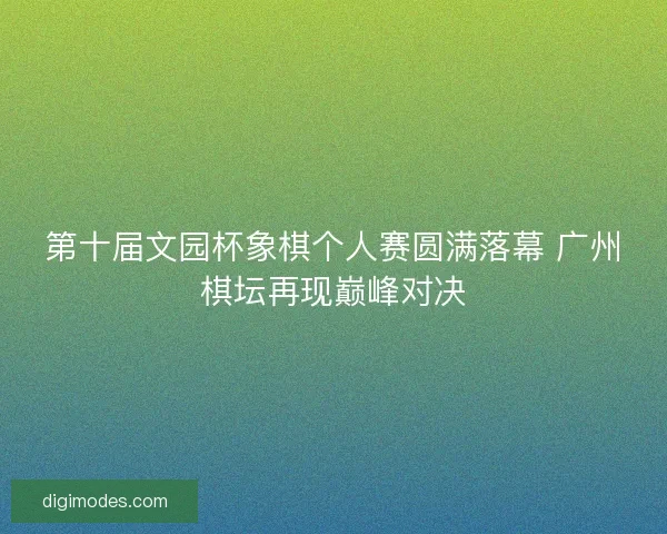 第十届文园杯象棋个人赛圆满落幕 广州棋坛再现巅峰对决